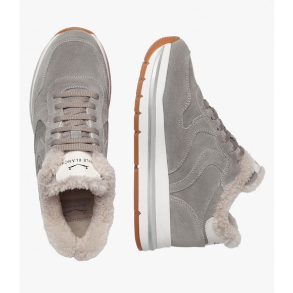 NWT VOILE BLANCHE MARAN Fur Suede Sneakers in Grey - Picture 4 of 16